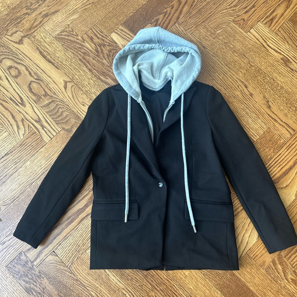 Central Park West Girls Black Blazer with Grey Hoodie Size S